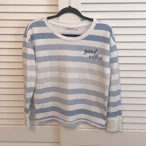 Good Vibes Striped Long Sleeve Sweatshirt Size Small